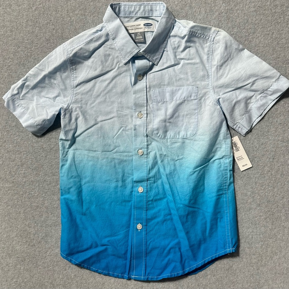 Old Navy Blue Oxford Classic Fit Button Down Shirt Youth Size S